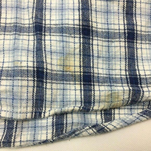 Faded Glory Mens Blue  White Plaid Button Shirt Long Sleeve Size Large 42-44 - Picture 3 of 9